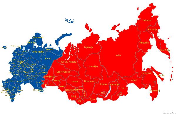 European Russia (Blue) Covered mostly by Russian Plain