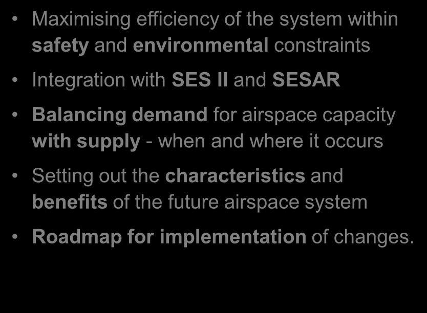 The FAS sets out the strategy for modernising the UK airspace system answering the question " "How can we make the most efficient use of airspace, to meet users requirements, within future