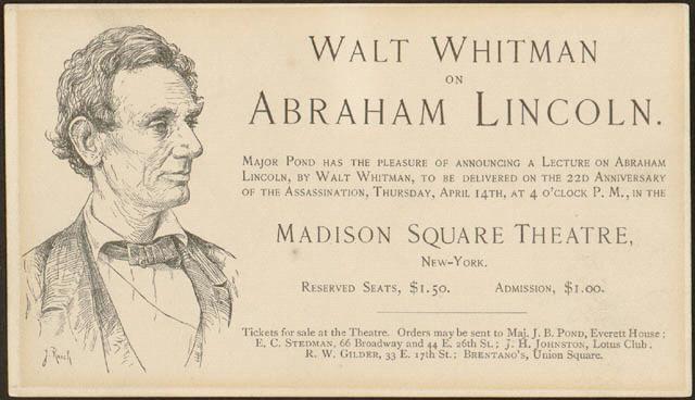WHITMAN ON LINCOLN whitman gave sporadic annual public