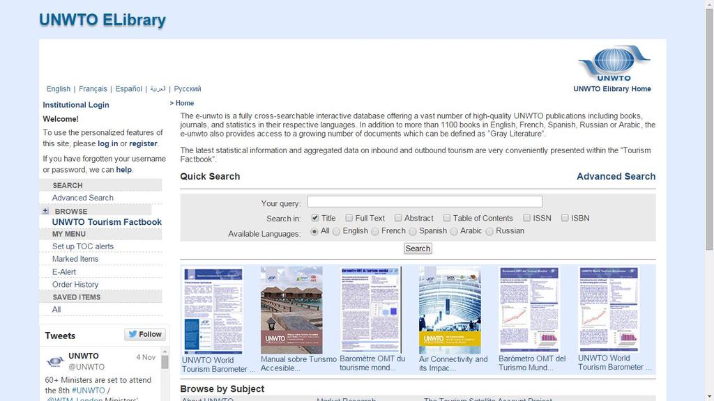 Where to find information prepared by UNWTO? hardcopy: => UNWTO Infoshop http://pub.unwto.org (and depositary libraries) UNWTO www.unwto.org, follow us on: Affiliate Membership: http://affiliatemembers.