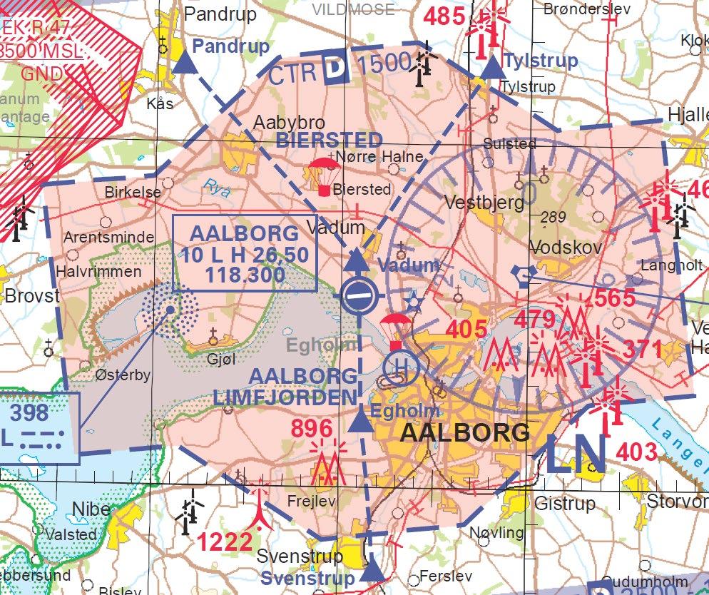 Aalborg (EKYT) Aalborg ATC has 1 tower frequency and 1 approach frequency. Always contact Aalborg Tower before entering the CTR. Always contact Aalborg Approach when requesting to enter the TMA.