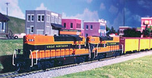Two GP-7s display GN orange and green at its finest as they rush a reefer train full of Washington state apples east.