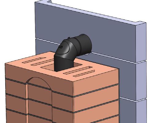 Finish by sliding the pipe in the wall with the 90-degree pipe. NOTE!