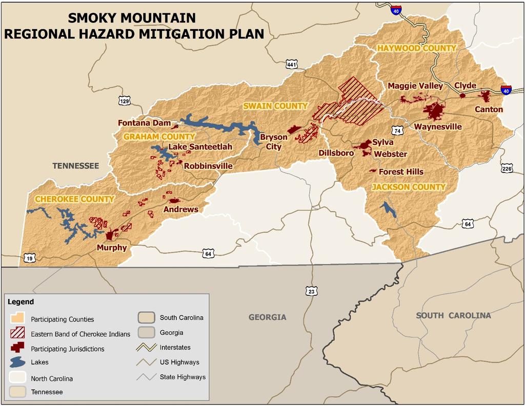 FIGURE 3.1: SMOKY MOUNTAIN REGION ORIENTATION MAP 3.2 POPULATION AND DEMOGRAPHICS Haywood County is the largest participating county by area and it also has the largest population.