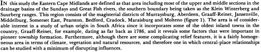 THE ORIGIN OF TOWNS IN THE EASTERN CAPE MIDLANDS D. W.
