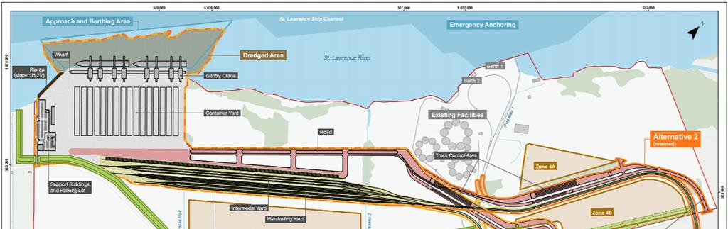 PORT UPDATES right: The proposed new container terminal would be located some 50 kilometres north east of Montreal City at Contreceur.