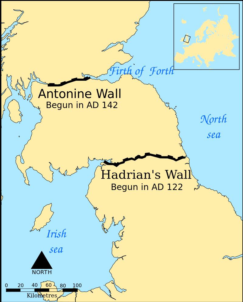 Antonine Wall o142 AD o63 km, 3m high and