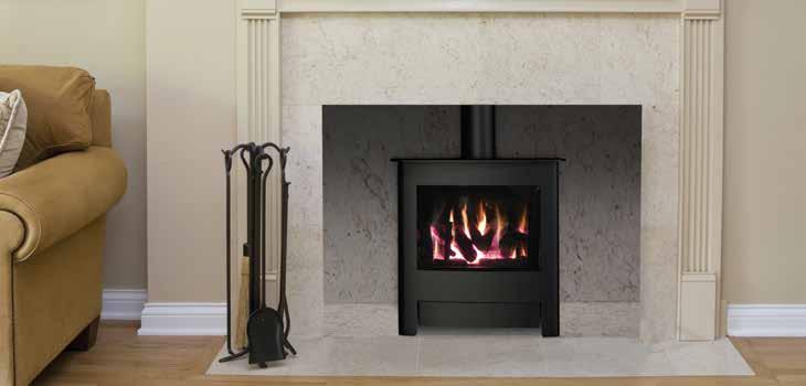 With nothing to obstruct the view through the glass, this stove looks even more realistic. For a more contemporary gas stove consider the Verona 6.