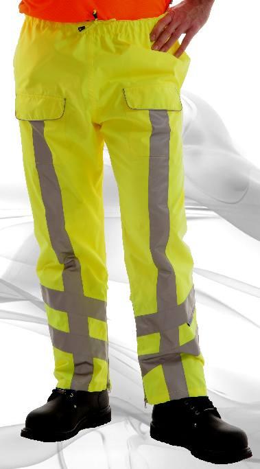 Reflective Tape. Full length vertical stripes front and rear to show height in the wearer, increasing visibility.