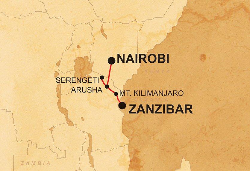 Family Overland between Nairobi and Zanzibar - Trip Notes General Trip info Map Trip Code: DFEA Trip Length: 17 Trip starts in: Nairobi Trip ends in: Dar Es Salaam Meals: Accommodation: 55% Camping -