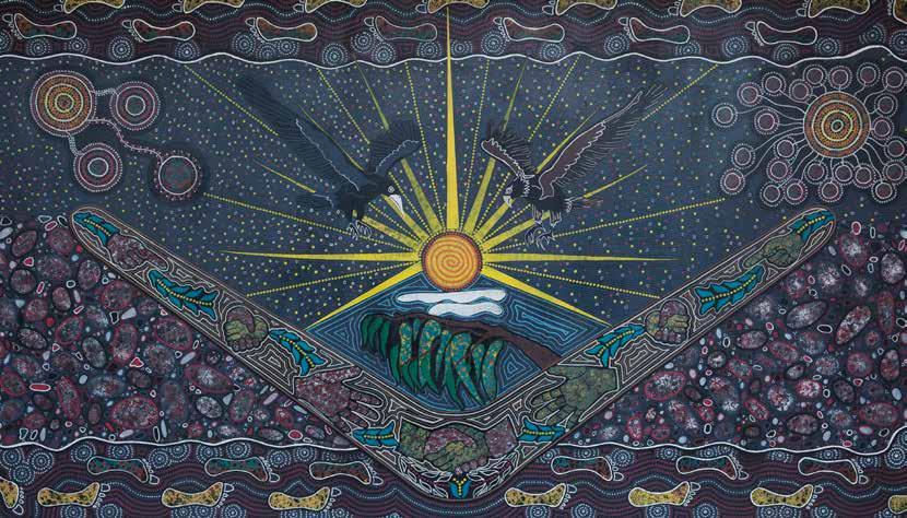 Arbup Peters artwork, Wurundjeri Wominjeka, hangs in Swinburne s Multi Faith Facility (MFF) as a perpetual symbol and reminder of the commitment from MFF to a key question posed in 2015: How do we