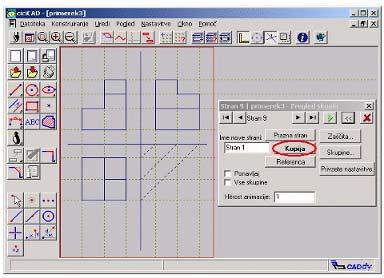 Na sliki 12.1.4 poglejmo primer pravokotne projekcije narisane v cicicad-u, katere postopek risanja lahko animiramo. Slika 12.1.4: Pravokotna projekcija predmeta [15]. 12.2 Navodila za uporabo AutoCAD-a Programsko orodje naložimo na računalnik.