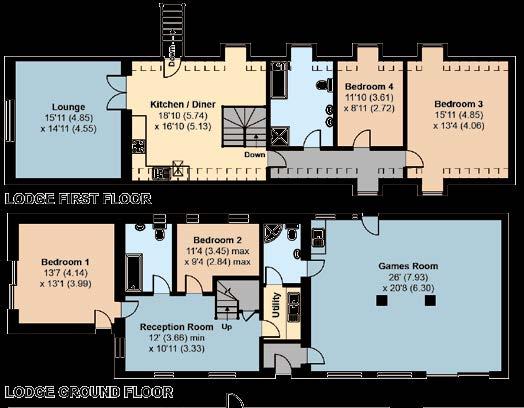 Floorplans Approximate Gross Internal Floor Area 6,263 sq.ft. or 581.8 sq.m. (Excludes restricted head height and includes the Lodge For identification purposes only.