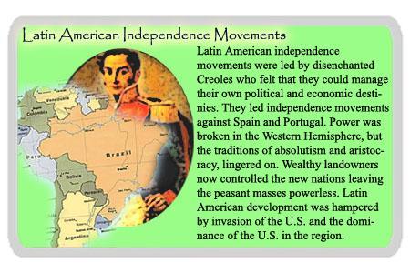 Causes of Latin American Revolutions 1. Enlightenment Ideas: writings of John Locke, Voltaire, & Jean Rousseau; Thomas Jefferson and Thomas Paine. 2.