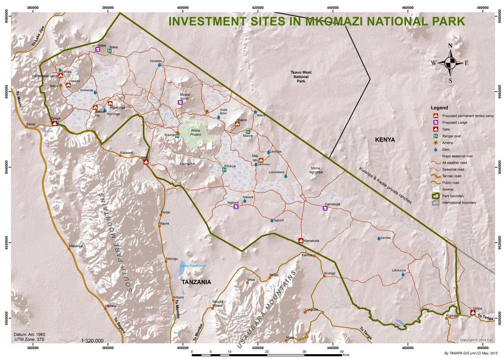Map of Mkamazi National Park