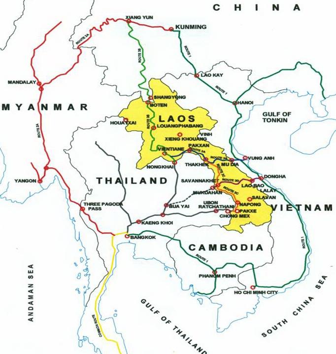 Planned Railway Network Vientiane Luangphrabang - Boten (220 km); Nongkhai - Vientiane - Thakhek - Mu Gia (480 km);