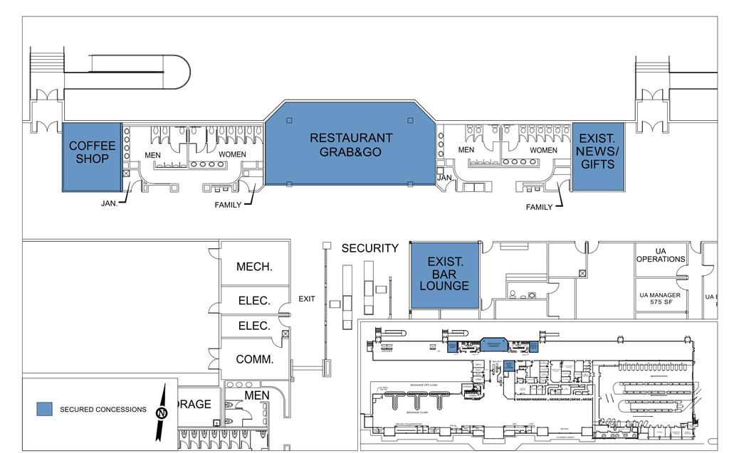 FIGURE 4-18 NON-SECURED CONCESSIONS 4.10.4.2 Secure: News, Gift, Coffee, Restaurant, Lounge There are currently 2,596 square feet of space allocated to the secure concessions, depicted in Figure 4-19.