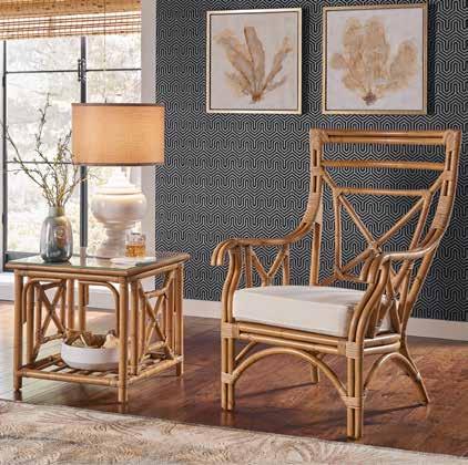Hand-cut pole rattan frames and decor with peel bindings. Choice of indoor and Sunbrella fabric options. Fully assembled hand made furniture.