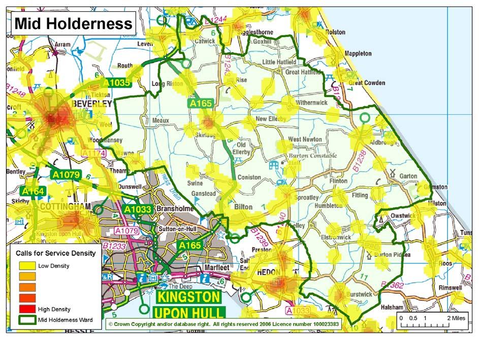 The map below shows the calls for service density relating to anti-social behaviour.