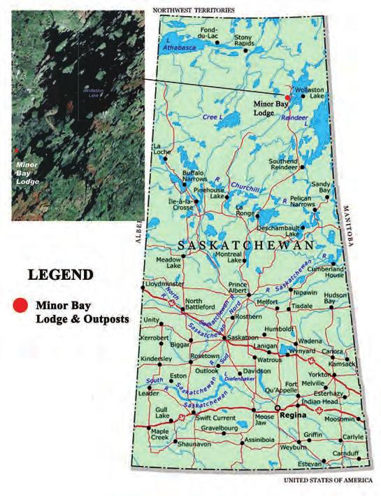 Location and Travel Information Minor Bay is located in a sheltered bay in the southwest of Wollaston Lake.