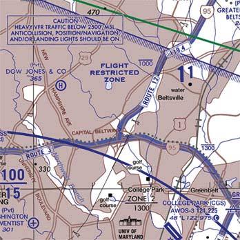 AIRSPACE INFORMATION (Continued) Example: Washington DC Special Airspace Areas (Continued) Flight Restricted Zone (FRZ) Relating to National Security FAA Chart User s Guide - VFR Chart Symbology -