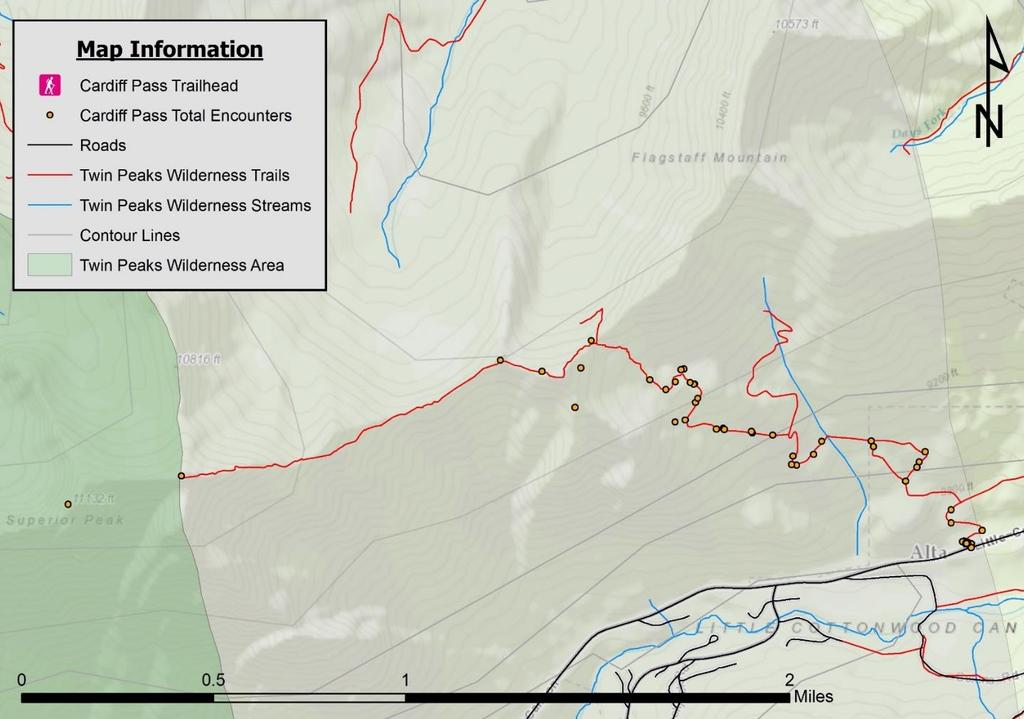 25 Figure 8: Cardiff Pass Total Trail Group Figure 8 shows the total group encounters (N = 24) for Cardiff Pass trail over the course of the study period.