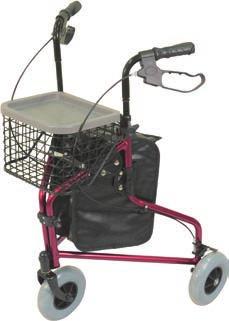 Lightweight Tri Walker with Bag, Basket and Tray Ideal for indoor and outdoor use Adjustable height handles for a comfortable fit Easy folding for storage and transport Simple-to-use lock brakes