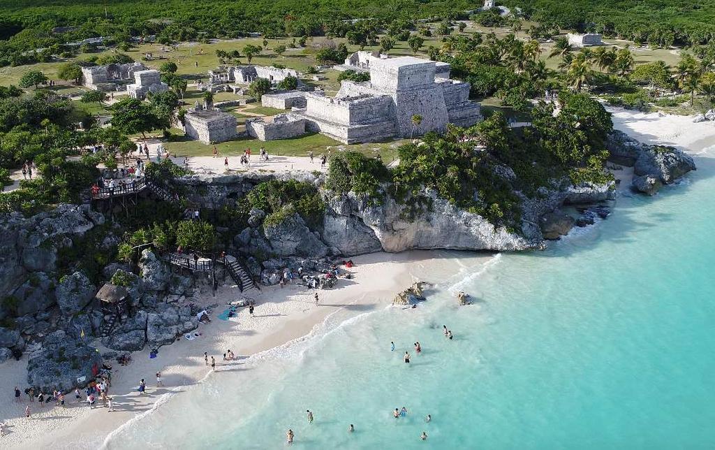 Explore Tulum Ruins THE ONLY MAYAN RUINS OVERLOOKING THE SEA Tulum is most famous for its position, on the edge of the Caribbean Sea. The Tulum Ruins offers stellar views of the crystal clear waters.