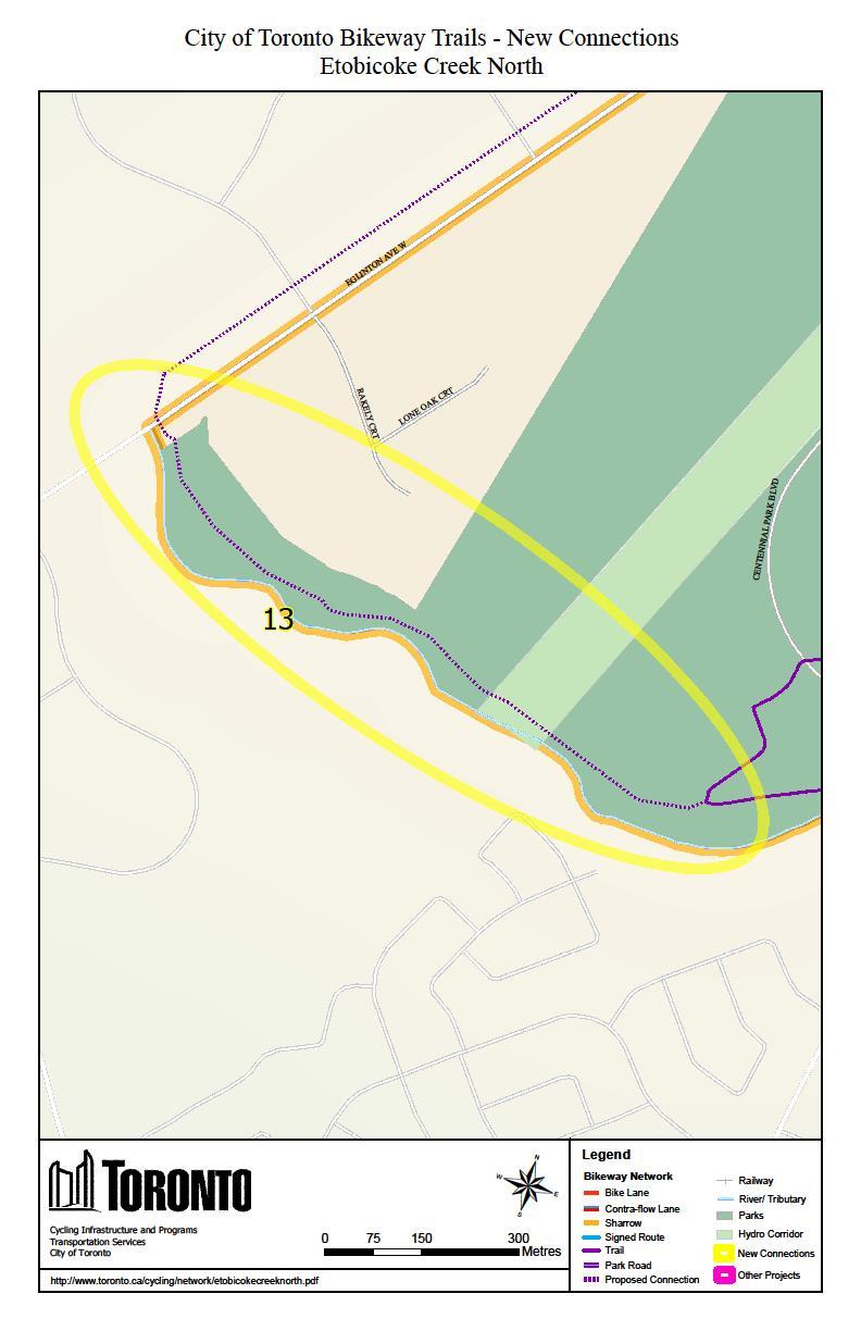 Attachment 2: Map of North Link of Etobicoke Creek Trail Improvements Staff