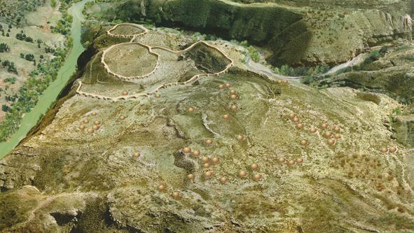 Reconstruction based on an aerial photograph of the necropolis of Los Millares THE NECROPOLIS [1] The tour of the archaeological site begins by walking from west to east across the necropolis, which