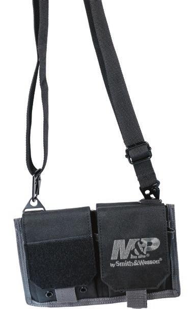 ballistic nylon fabric 2 extra wide fold over flaps with hook & loop closure Outside of 1 flap has loop backing