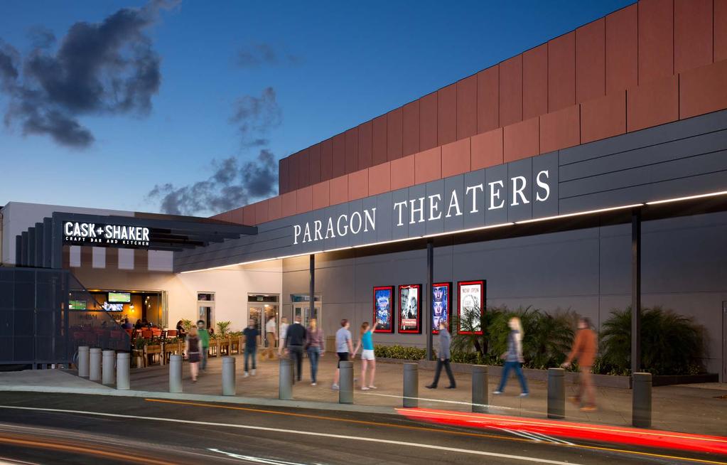 Redevelopment Highlights A 10-screen Paragon Theater with a Cask & Shaker Craft Bar and Kitchen, now open Kreations Boutique, bringing multiple fashion jewelry lines together under one roof