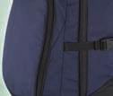 Neopren carrying handle, foldaway backpack straps, front pocket with zip, inner