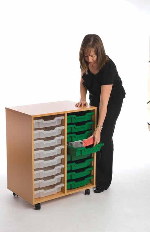 to store Double Bay Tray Storage Versatile and practical, in a range of 8 heights and multiple tray options Choose from 8 heights and any tray configuration or colour Width 688mm Depth 480mm Create