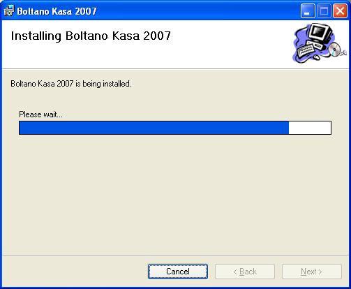 ( odaberite opciju Next > ) Imajte još malo strpljenja dok gledate napredovanje procesa instalacije programa KASA 2007.