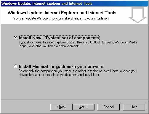 minimalni set komponenti Microsoft Internet Explorera koje možete instalirati kasnije (ovdje odaberite