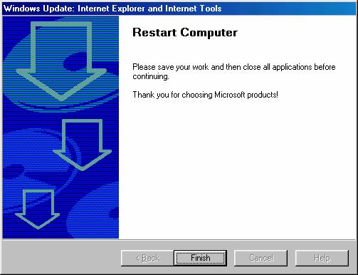 Nakon što se završi instalacija programa Microsoft Internet Explorer 6.