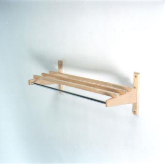 Wood Coat Racks, continued Wood Coat Rack, Hardwood Top Bars Handcrafted Hardwood Brackets Choose from two styles of hanging rods Available in lengths of 18-120 DIMENSIONS: PART #: STANDARD PACKS: