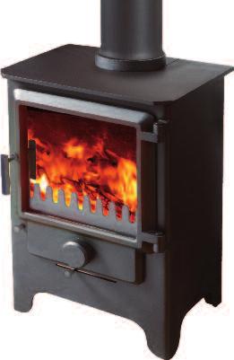 Features Multifuel capability Burns both coal and wood. SWIVEL FLUE- One piece component (150mm diameter) Moulded Legs Clean cut British design No dust traps.
