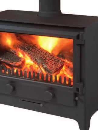 Features Multifuel capability Burns both coal and wood. SWIVEL FLUE- One piece component (150mm diameter) Moulded Legs 698mm 385mm 790mm Clean cut British design No dust traps.