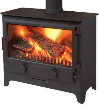Large firebox capacity Extended burn time capability. Fast effective high/low temperature control User friendly. One piece swivel flue component for top or rear exit Installer friendly.