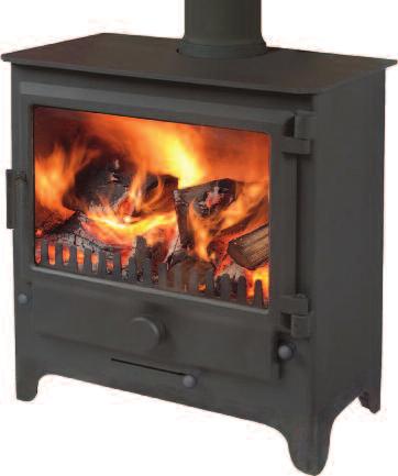 Large firebox capacity Extended burn time capability. 698mm Fast effective high/low temperature control User friendly. One piece swivel flue component for top or rear exit Installer friendly.
