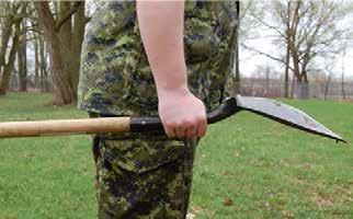 It can be carried in hand, with the blade facing down. Shovel Figure 2 Bow Saw Note. Created by Director Cadets 3, 2009 Ottawa, ON: Department of National Defence.