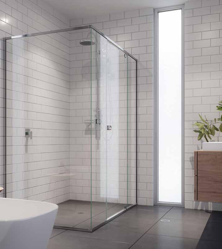 GRANGE OVERLAP GRANGE BLACK THE GRANGE OVERLAP SHOWERSCREEN ADDS TO THE DISTINCTION OF THE GRANGE SERIES. CLEVERLY CONSTRUCTED AND SEALED, IT FEATURES AN OVERLAPPING DOOR TO MINIMISE WATER LEAKAGE.
