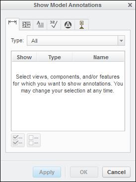 Hình 5-1 2. Chọn Show Model Annotations để lên kích thước tự động, xuất hiện cửa sổ Show Model Annotations và hệ thống yêu cầu chọn đối tượng cần lên kích thước như hình 5-2 3.