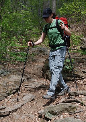 Trekking Poles Same benefits as a single wood hiking staff but using two poles