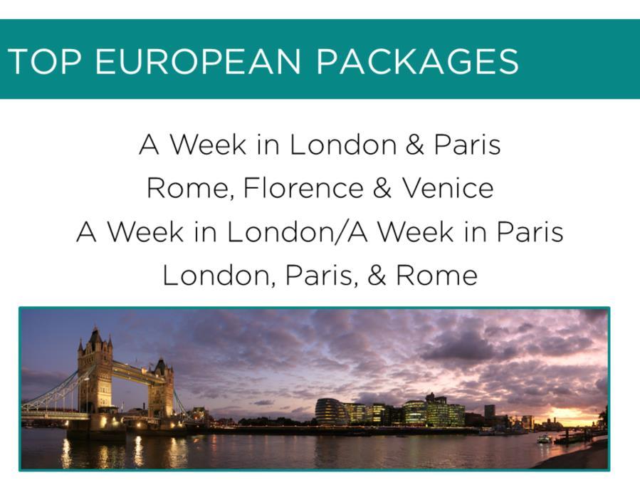I ve dissected the A Week in London & Paris trip because for the past few years, this has been our top selling package. I ve included here the top selling European packages.