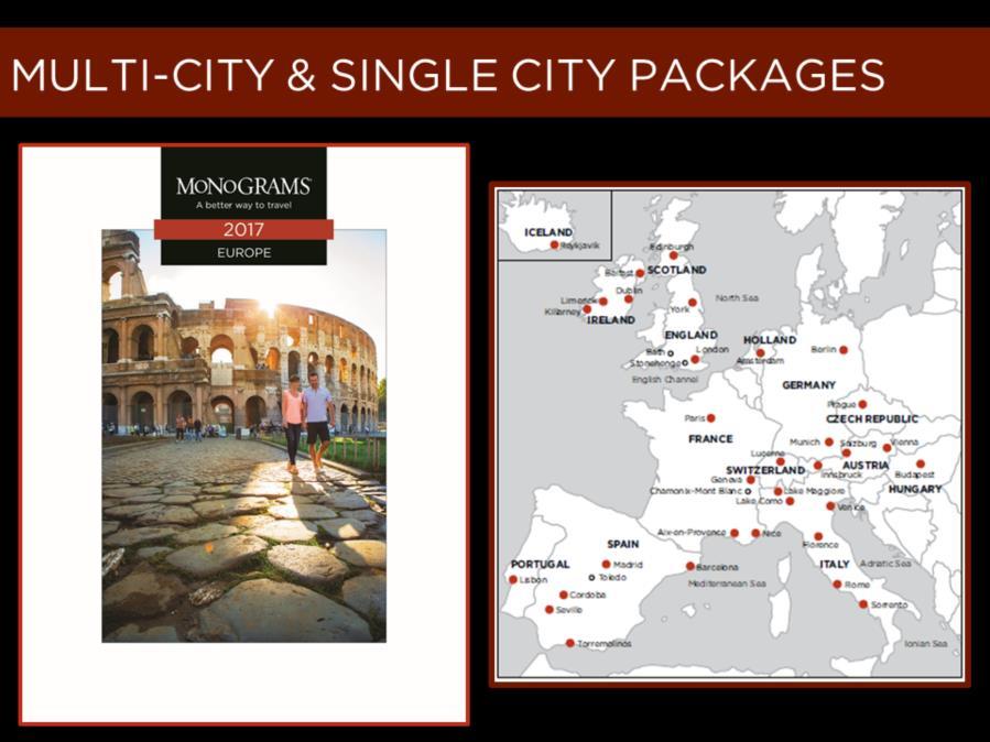 Here we are in Europe. And you can see it doesn t get any simpler than this. You and your clients have a choice between multi-city (which often span multi-country) and single city packages.