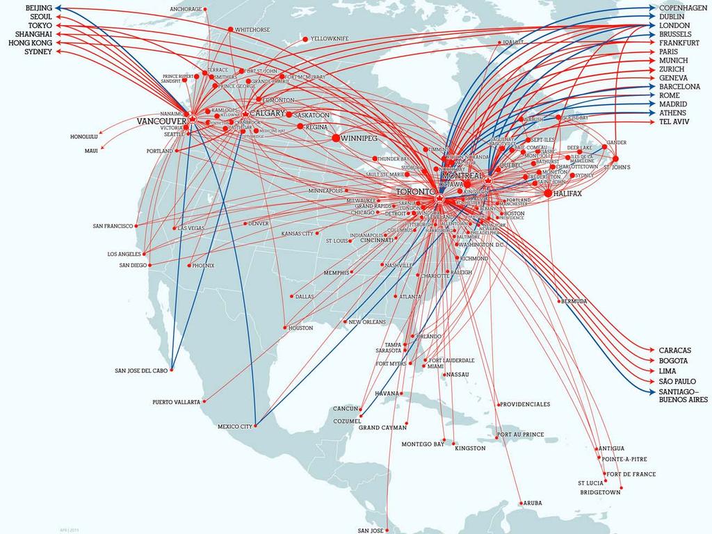 Building on a Powerful Global Network Air Canada Routes 180 Direct Destinations: 60 in Canada 57 in the U.S.