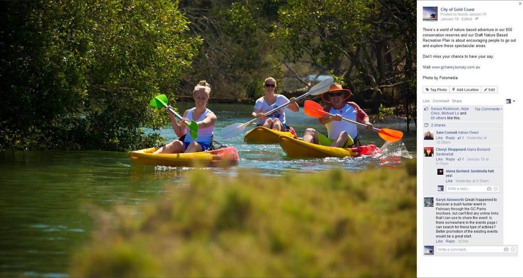 14 February (8am). We have some pretty amazing waterways on the Gold Coast, do you plan to head down to one this weekend? Tell us what else you like to do in our great outdoors at gchaveyoursay.com.